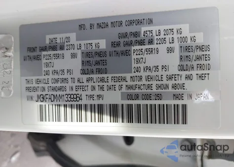 2021 Mazda Cx-5 Grand Touring z USA, uszkodzony, nr VIN JM3KFADMXM1339964